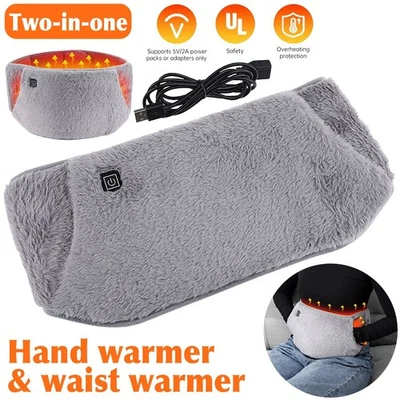 2 In 1 USB Electric Heating Waist Belt Hands Warmer Pain Relief Warm Thermal Pad