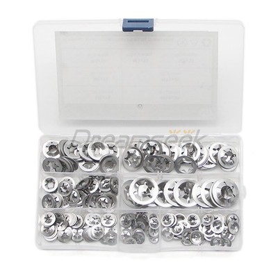 340Pcs Internal Tooth Star Lock Spring Quick Washer Push On Speed Nut Assortment