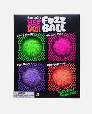 NeeDoh Teenie Fuzz Ball 4 Pack Squishy Nee Doh Mini Squish Balls Four Pack NEW