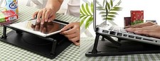Swivel Laptop Stand Desktop Rotating Adjustable Cooling Fan Riser