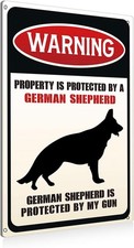 Funny Dog Warning Property is Protected Tin Metal Signs Home D cor 8x12