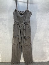 Free People Women  s Go West Tie Waist Utility Gray Jumpsuit/Overalls Size L