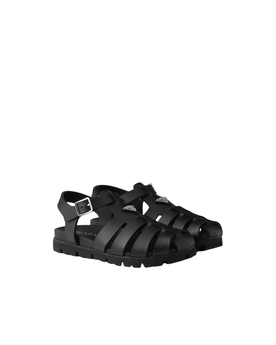 PRADA $895 Black Rubber Fisherman Sandals New | eBay