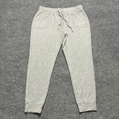 Reebok Mens Jogger Pants Size L Large Gray Pull On Drawstring Stretch Activewear