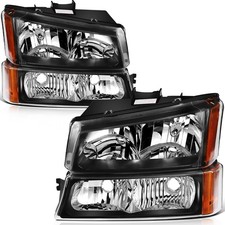 Black Headlights Bumper Lamps Fits 2003-07 Chevy Silverado 1500hd Left Right
