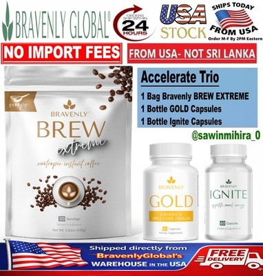Bravenly Accelerate Trio Brew Extreme Gold Capsules Ignite Coffee Energy Bundle