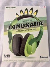 LED Light Up Dinosaur Wireless Bluetooth Headphones for Kids 8 Hours Playtime