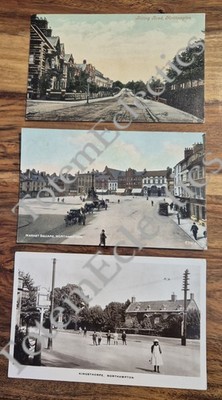 Antike Northampton Postkarten Marktplatz, Billing Road & Kingsthorpe RP um 1900