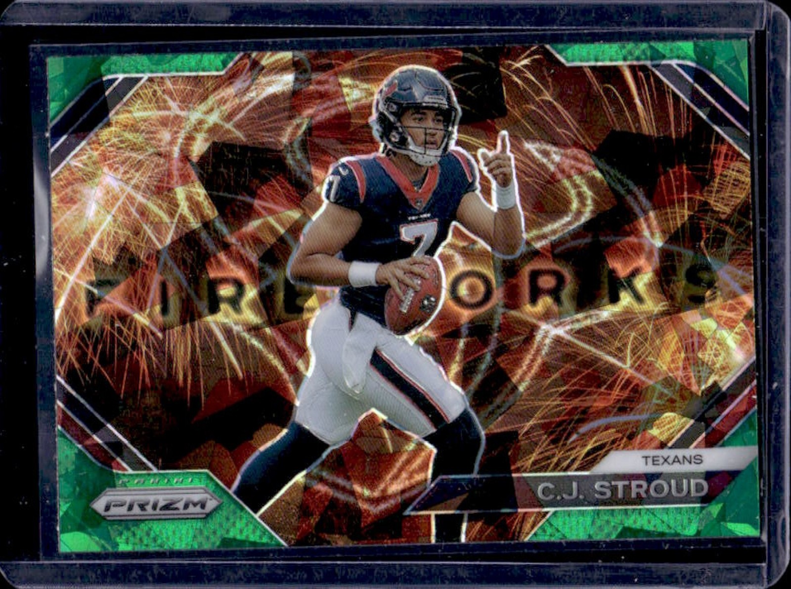 2023 Prizm CJ Stroud Fireworks Prizm Green Ice Rookie RC #F-10 Texans