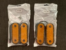 4 Amber 2-LED Oval Side Marker Lights Truck Trailer Clearance Light Waterproof