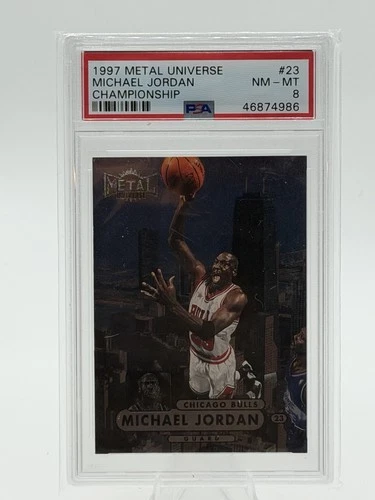 MICHAEL JORDAN #23 psa 8 1997-98 Metal universe championship Basketball Card NBA