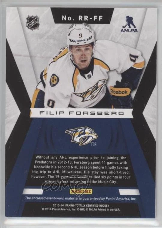 2013-14 Totally Certified Rookie Roll Call Red Jersey Filip Forsberg #RR-FF RC - Image 2 of 2