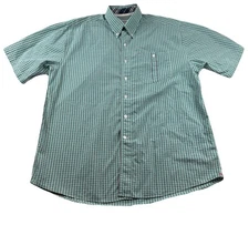 Cutter & Buck Checked Plaid Button Down Short Sleeve Shirt Men’s Size L