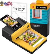 KODAK Dock plus 4PASS Instant Photo Printer 4X6 Inches 90 Sheets Bundle