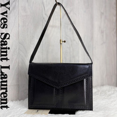 Yves Saint Laurent YSL Vintage Leather Black Shoulder Bag Unisex Crossbody