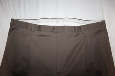 ZANELLA Italy 46 x 36 DEAN Light Brown Wool Pleated Dress Pants Cuffed