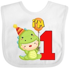 Inktastic 1st Birthday Cute Dinosaur Baby Bib First Dino Party Clothing Infant