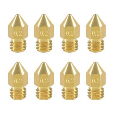 Aokin 8 Pcs 0.2mm MK8 Extruder Nozzles 3D Printer for Creality 