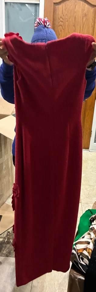 Vestido Badgley Mischka Rojo Manga Gorra Hasta el Tobillo Apliques Florales Talla 0 Pasarela Foto 4 de 4