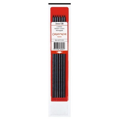 Caran d'Ache 6077.261 Technograph Graphite Leads - H - Pack of 12 - Diameter 2 m