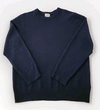 LL Bean Men's Large Knit Pullover Sweater Navy Blue Casual 100 Lambswool