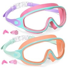 2 Pack Kids Swim Goggles for 3-15 UV Protection Anti-Fog Pool Pink  Orange