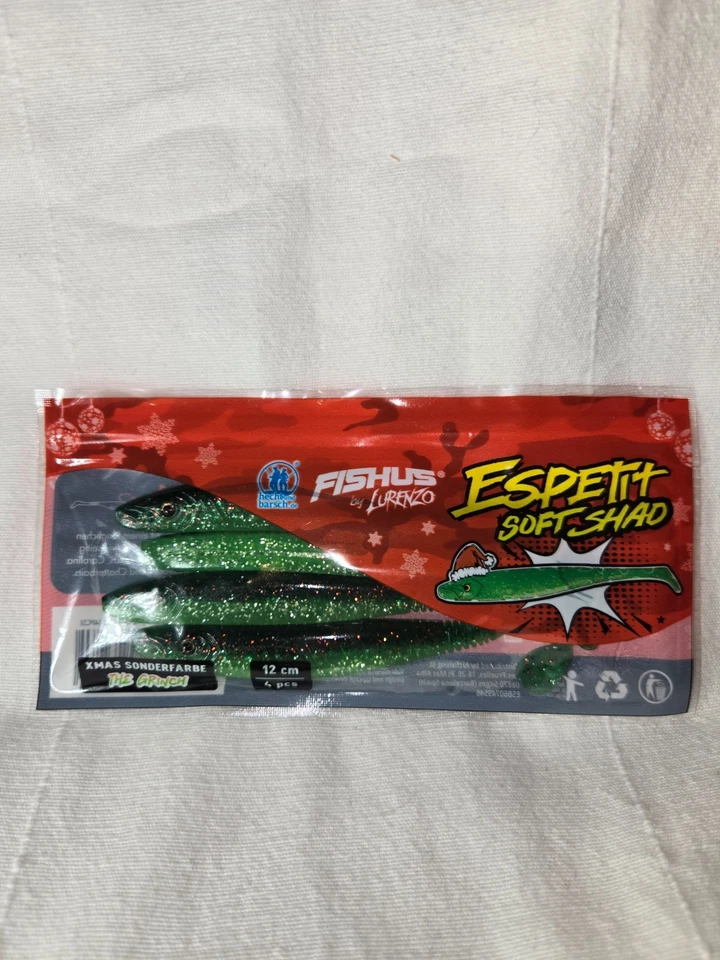 Fishus Espetit Soft Shad 12cm The Grinch 4 Stück Softbait Hecht und Barsch #21