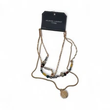 Melrose & Market Layered Necklace Gold Tone Boho Pendant Genuine Stones NWT