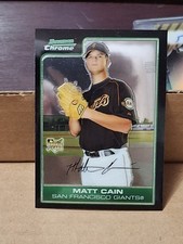2006 MATT CAIN BOWMAN CHROME BASEBALL ROOKIE CARD RC #208 SAN FRANCISCO GIANTS . rookie card picture