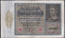 Germany 10000 Mark 1922 Vintage Old Paper Money Banknote Currency Pick 70 VF