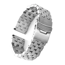 Silver 22mm Width Watch Band Strap Bracelet Link Solid Watchband Replacement;