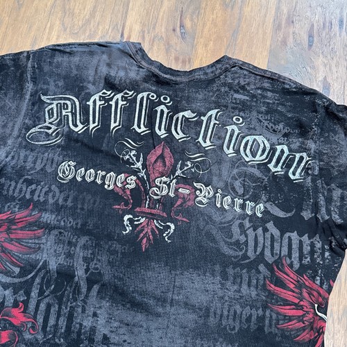 Vintage Affliction Shirt Mens 3XL Black Signature Rush Georges St Pierre Graphic - Picture 7 of 8
