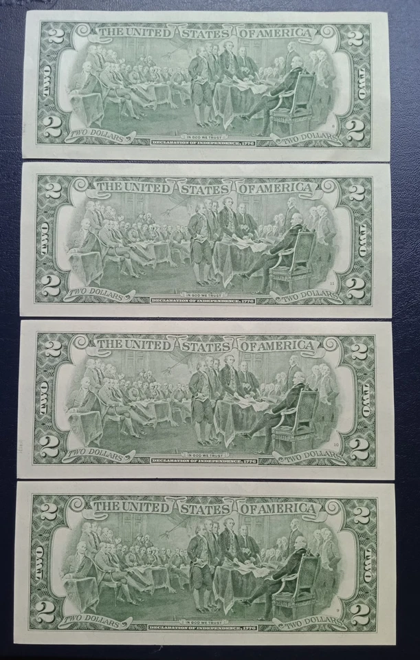 4 x 2 dollars Bill 1995 F with consecutive numbers. - Image 2 of 2