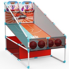 2-Player Arcade Basketball Game Set,Upgraded Indoor Hoop with Medium, Orange
