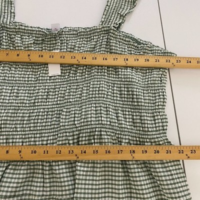 old navy green gingham dress Green Check Midi Dress Gingham Tie Waist Collared