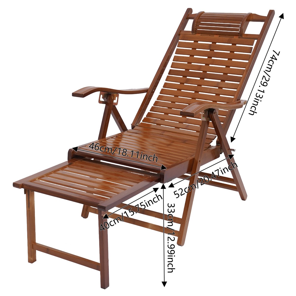 Walnut Color Bamboo Folding Lounge Chair Garden Leisure Chair Max