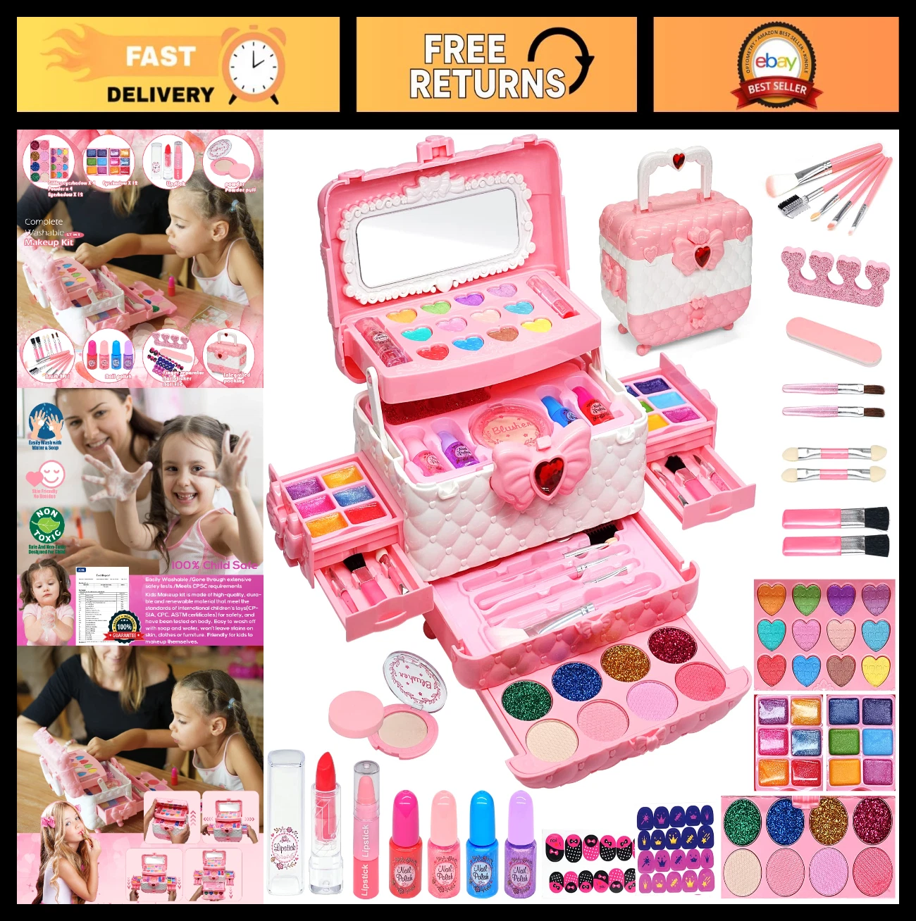Kids Makeup Set for Girls 5-10 - Play Makeup Kit, Fun Toys for Ages 3-10, Birthd