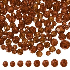 850 Pcs Acrylic Round Faceted Beads 6mm 8mm 10mm 12mm Loose Bead Dark Brown