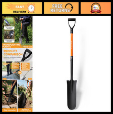 Heavy Duty 45" Drain Spade Shovel - Fiberglass Handle, D-Grip for Gardening  Tr