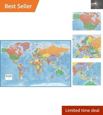 Durable 24x36 Political World Map Poster - Perfect for Education  Decor