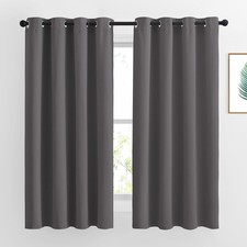 Grey Blackout Curtains 2 Panels 52x63 Inch Thermal Insulated Room Darkening