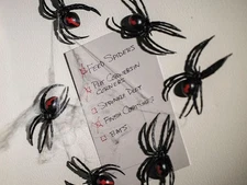 Magnetic Black Widow Spiders 12 Pc - 3 1/2 In Halloween Decor Prop Haunted House