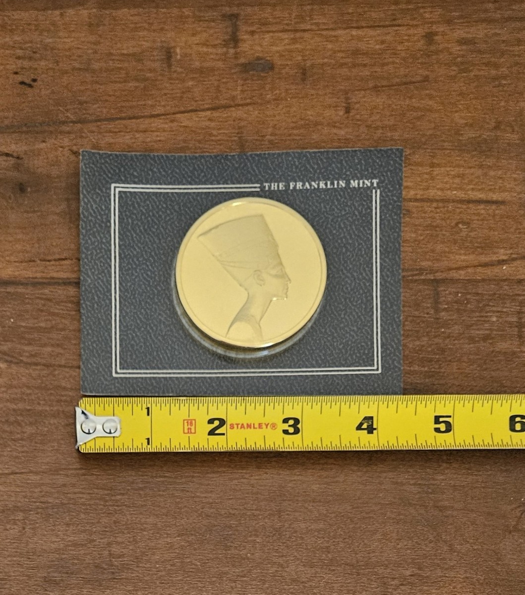 Franklin Mint Queen Nefertiti ~ 24K Gold Electroplated Coin