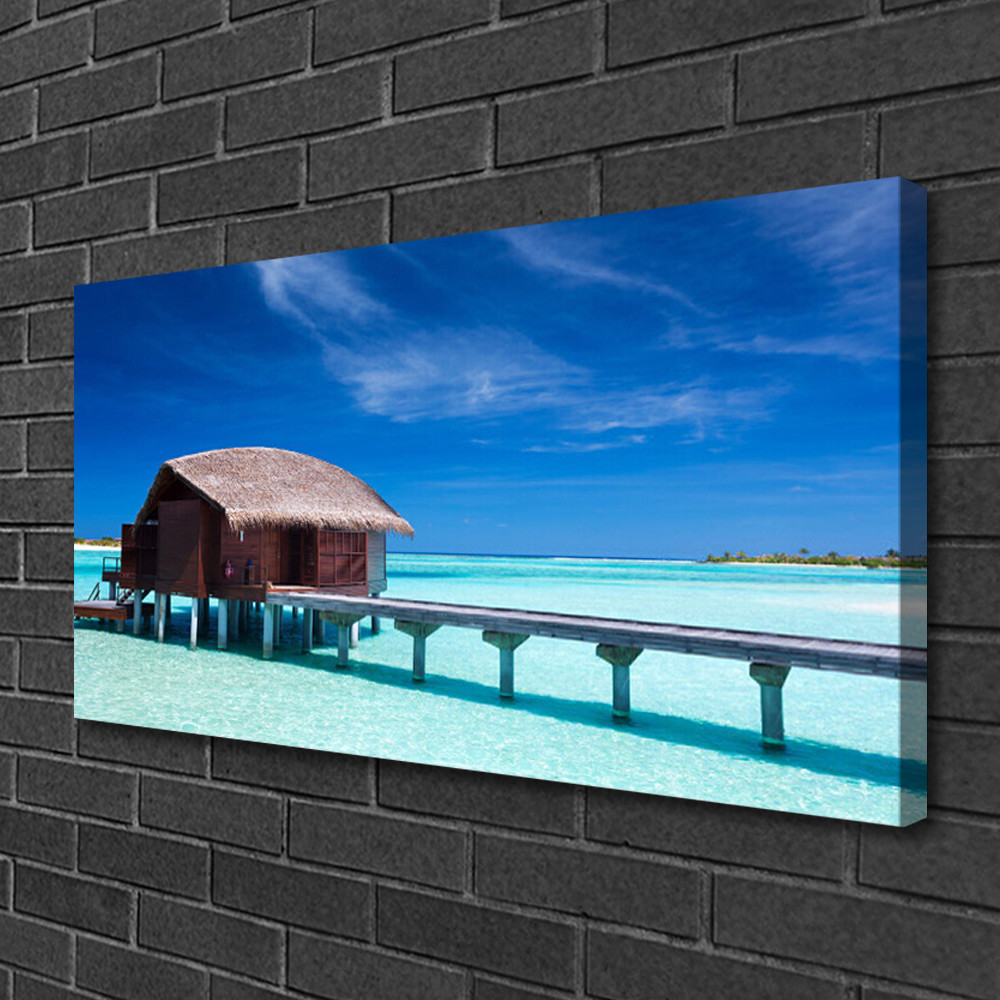 Tableau impression sur toile plage haut de gamme photo mer du sud 100x50 cm premium