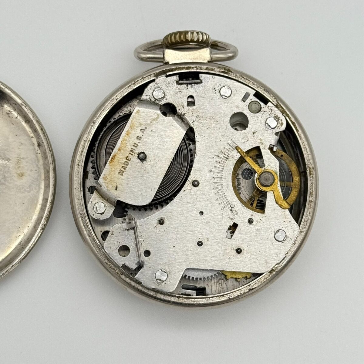 Vintage WESTCLOX Bull's Eye Silver Tone Pocket Watch Cracked Vintage WESTCLOX Bull's Eye Silver Tone Pocket Watch Cracked