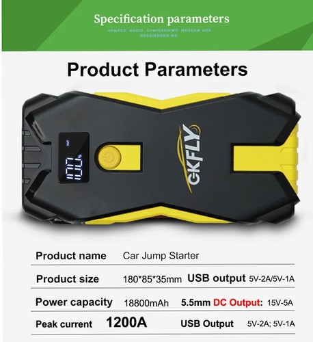 Car Jump Starter Portable 12V Starting Device Cables 1200ABattery Charger Buster - Picture 19 of 20