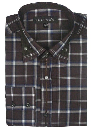 MEN'S FASHION SHIRT 60% COTTON 40% POLY Check Fashion Cuff Button Collar AH 607 - Picture 10 of 11