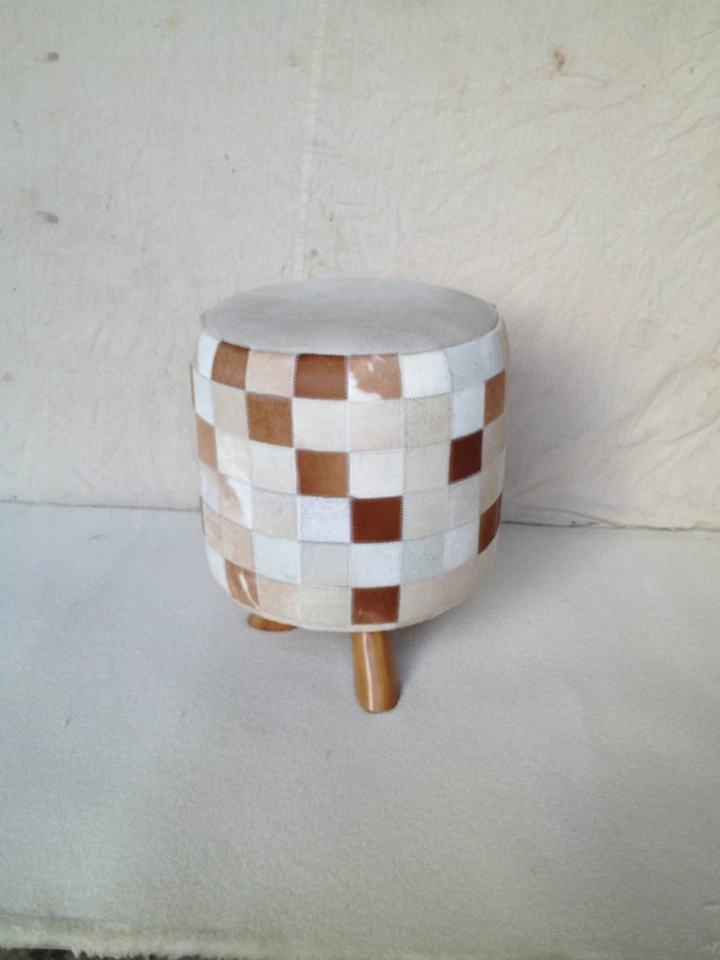 GENUINE COW HIDE STOOL HEIGHT 430mm WIDTH 360mm NEW - Image 2 of 3