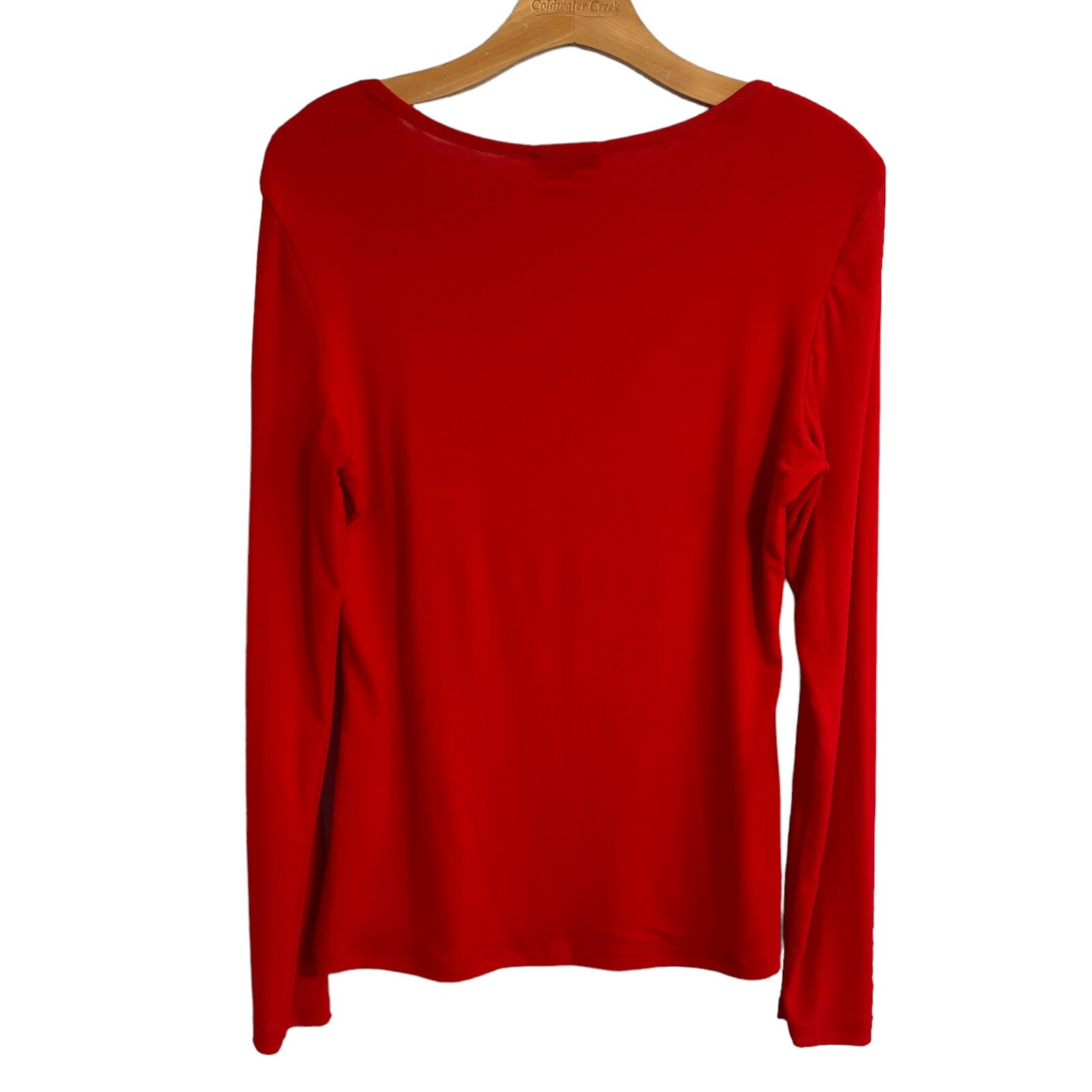 Tesoro Moda Shirt Size Small Red Stretch Top Long Sleeves Women Shirt