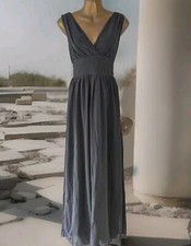 ASOS TFNC womens dark grey chiffon tie back maxi dress size 10 prom wedding
